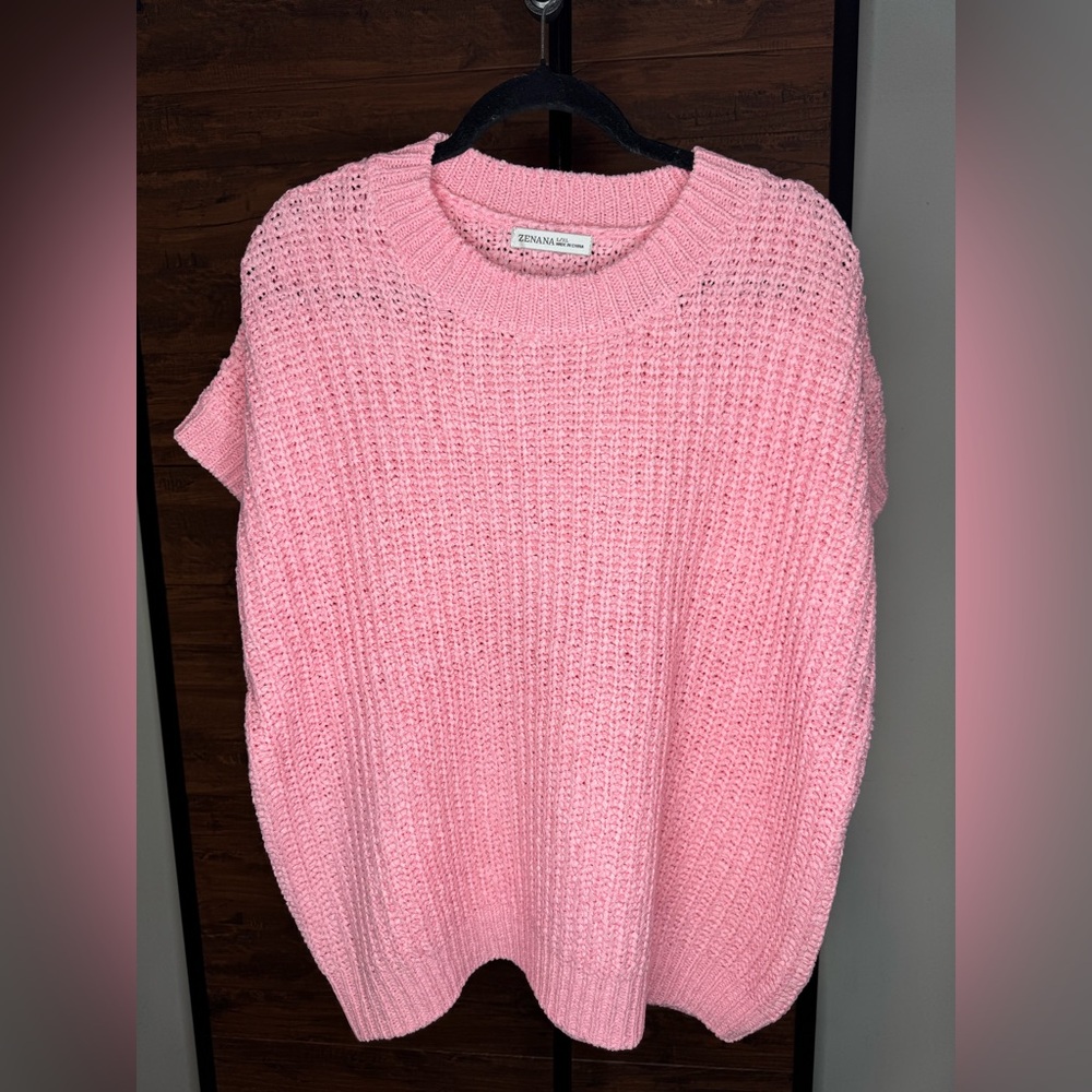 Zenana Outfitters Soft Pink Crew Neck Sweater